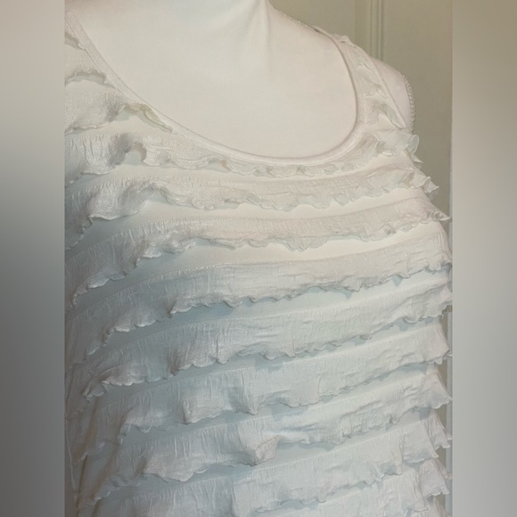 Ann Taylor Loft Off-White Ruffle See Through Tank Top Women’s XS - Picture 12 of 14